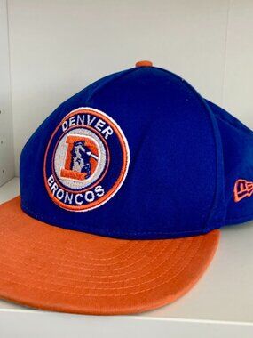 Denver Broncos Snapback Hat Cap New Era 9Fifty Blue Orange D Retro Logo M-L